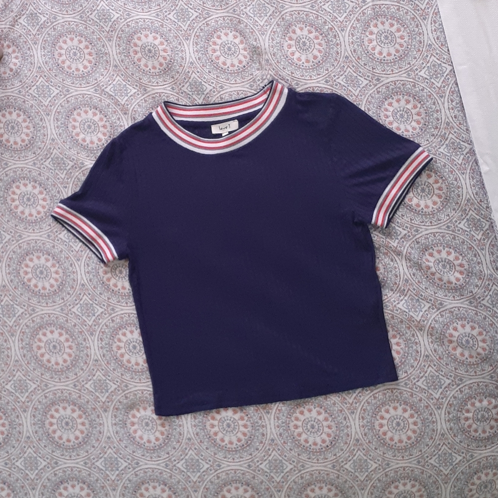 A blue croptop
